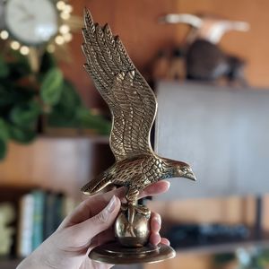 Vintage Brass Eagle On Sphere